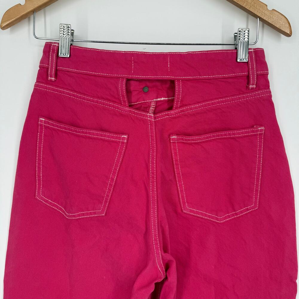 Hot pink Cut Out Zara Jeans. Size 6 and high waisted Straight Wide Leg Barbie - Picture 4 of 7